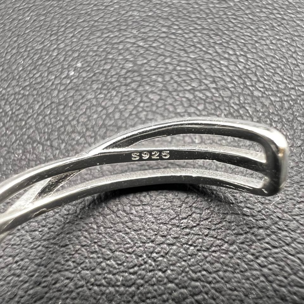 Solid Sterling Silver Cuff Bracelet Ring Signed S… - image 5